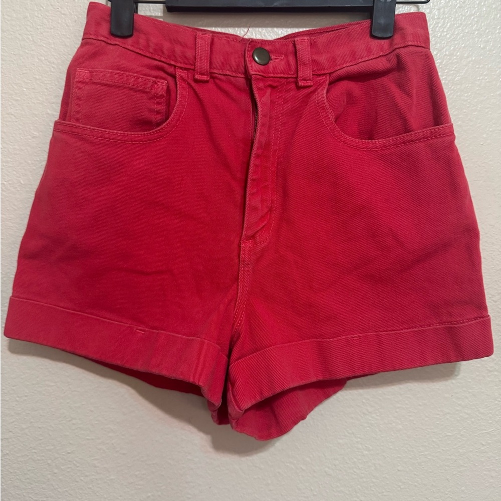 American Apparel Red High Waist Shorts